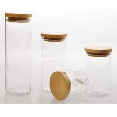China Arrolhe o frasco de vidro com a tampa de madeira ou de bambu distribuidor